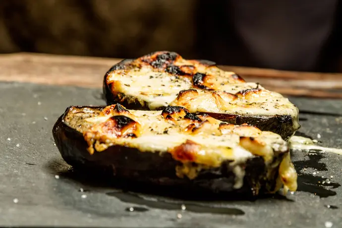 berenjena asada ecológica restaurante ecológico Fogar do Santiso Santiago de Compostela